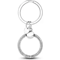 Most Beutiful Nyckelring 925 Sterling Silver Rund Dingle Moment Nyckelring Berlock Hållare För Bag Passform Original Berlocker Brevpärlor Jul