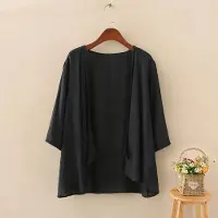 WTEMPO Enfärgad sommar kofta för damer Enfärgad lös 3/4-ärmad tunna strandkläder Cover Ups Blus Toppar Batwing-ärmad blus One Size svart