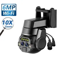 LS VISION EU 6MP Dubbellins Kamera HD 10X Zoom Utomhus PTZ WIFI AI Rörelsedetektering Intelligent Spårning Färgljus Nattseende Övervakning Camera
