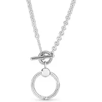 POMOiii Nytt Halsband 925 Sterling Silver Dammode Runt Halsband Passande Original Pandora Charm Pärlor Gör-det-själv smycken Present 45cm