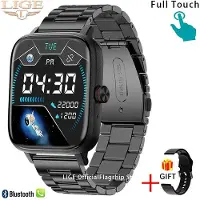 Lige Call Smart Watch Kvinnor Custom Dial Smartwatch För Android IOS Vattentät Bluetooth Musikklockor Full Touch Armband Klocka Steel Belt svart