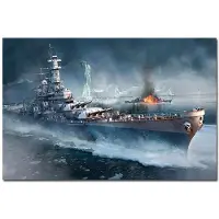 Redamancy Gallery World of Warships Bismarck Battleship Måla Canvas Poster HD-tryckt Väggkonstbilder Modernt vardagsrum Heminredning 60X90cm Unframed