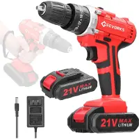 Kkmoon Hushålls multifunktionell 21V elektrisk borrmaskin 3 arbetslägen 2 hastighetskontroll Steglös hastighet 2pcs batteries US Plug flerfärgad