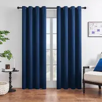 XiaoyuDD Enfärgade Gardiner Vardagsrum Sovrum Full mörkläggning Solskyddsmedel Hög precision Perforerad mörkläggning Moderna Minimalistiska Gardiner 106cm*213cm marinblå färg