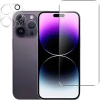 Mtp Products iPhone 15 Pro Max 2-i-1 Set Härdat Glas Skärmskydd - 9H & Kamera Lins