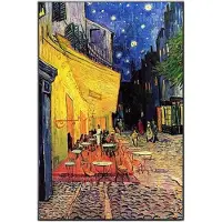 DIMENGQI Van Gogh Café Terrass på natten Analys Dukmålning Världsberömda konstverk Reproduktion Väggaffischer och tryck Heminredning Bakgrund 50x70cm