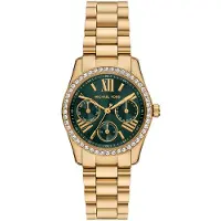 Michael Kors Damklocka - - MK4924 Lexington - 33 mm - Guldstål - Grön urtavla