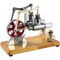 TOMTOP JMS Stirling Engine Kit Varmluftsmotor Modell Fysisk Dual Engine Generator Modell med LED-ljus silver