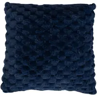 Nordstrand Prydnadskudde - 45x45 cm - Blå - fuskpäls soffkudde - Exklusiv våffelstruktur -