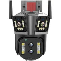 LS VISION IPC360 Home App 16MP 8K säkerhetskamera 4 objektiv 10X zoom 3 skärmar WiFi PTZ-kamera Tvåvägsljud Autospårning Färg Night Vision EU Plug Camera