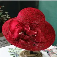 WTEMPO Damhattar med mesh, eleganta, vikbara hattar, enfärgade, avslappnade, mångsidiga, sommarhattar med solskyddsmedel, strandhattar 1pc röd