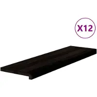 vidaXL Trappstegsmattor 12 pcs brunsvart 90x25x2 cm massiv ek