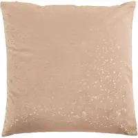 Borg Living Prydnadskudde - 45x45 cm - Beige färgad med guldtryck - Soffkudde med mjuk velour-look -