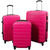 Borg Living Resväskset - 3 st. - Exklusiva hardcase billiga resväskor - Rosa med ränder