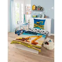 Licens Gravmaskinspåslakan - 100% bomull - Barnpåslakan 140x200 cm - Vit baksida