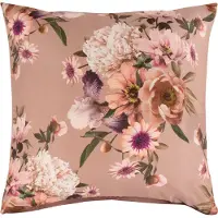 Borg Örngott 60x63 cm - bomullssatin - vändbart rosa blomsterprint