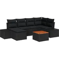 vidaXL Trädgårdsoffset 7 pcs Svart