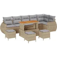 vidaXL Trädgårdsoffset 10 pcs Beige konstrotting