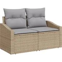 vidaXL Trädgårdsoffa med kudde Beige 123 x 62 x 69cm konstrotting