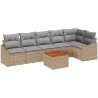 vidaXL Trädgårdsoffset 7 pcs beige och ljusgrå