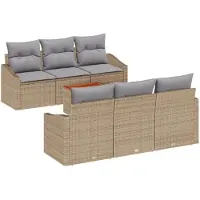 vidaXL Trädgårdsoffset 7 pcs beige och ljusgrå