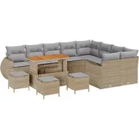 vidaXL Trädgårdsoffset 13 pcs Beige konstrotting
