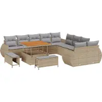 vidaXL Trädgårdsoffset 13 pcs Beige konstrotting