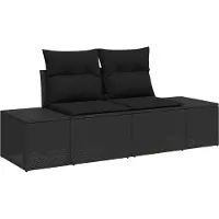 vidaXL Trädgårdsoffset med lagring 7 pcs Svart konstrotting
