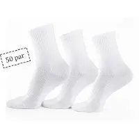 Home-tex Tennisstrumpor - 50 par vita tennisstrumpor med ribbad kant - Str. 43-47 - Unisex