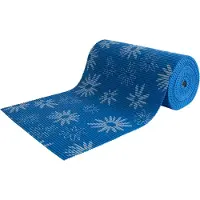 Borg Living Halkfri badmatta - På metermål - Blå med blommor - 65 cm bred - Multifunktionell matta för våtrum