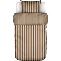 Marco polo sängkläder - 100% enzymtvättad bomullssvit - 140x200 cm - Classic Stripe Toffee Brown sängkläder