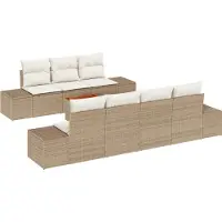 vidaXL Trädgårdsoffset 8 pcs Beige och gräddfärgad konstrotting