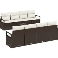 vidaXL Soffset med kudde 7 pcs Brun och Kräm konstrotting