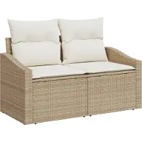 vidaXL Trädgårdsoffa med kudde 123 x 62 x 69 cm konstrotting