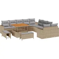 vidaXL Trädgårdsoffset 13 pcs Beige konstrotting