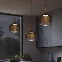 Maytoni Glas pendellampa Spirito, Mässing / guld, Vardagsrum / matsal, Glas, Pendellampa