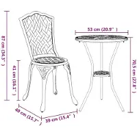 vidaXL Trädgårdsbistro-set 3 delar Vit Aluminium 42002392