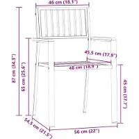 vidaXL Trädgård Stol 6 pcs Brun 56 x 54,5 x 87 cm Massivt Akaciaträ