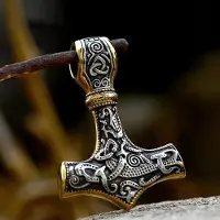 YIRAN Jewelry Vintage Nordic Mjolnir Valknut Celtic Knot Hängsmycke Halsband Män Rostfritt Stål Vikingamulet Skandinavisk Rune Halsband Smycken brown