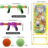 Kidsly Foam Ball Gun och skyttetavla, 2-delad Power Gun-leksak med stående skjuttavla, rollspelsleksak för inomhus- och utomhusspel