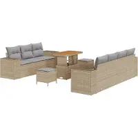 vidaXL Trädgårdsoffset 10 pcs Beige konstrotting