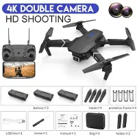 Prisma 2023 Ny E88 RC Mini Drone 4K vidvinkel enkel/dubbel kamera Optisk flödespositionering WiFi FPV Helikopter Fällbar Selfie Quadcopter Leksakspresent dual camera 3 battery svart