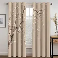 Yiran Furniture Kinesisk troditionell kultur Fågel Blomma Fönster Gardiner i Barn Sovrum Vardagsrum Hall Behandlingar Köksinredning Draperier Persienner W50 X H130(CM)X2&Grommet Top