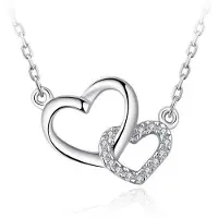 YIRAN Jewelry Nytt 925 Sterling Silver Kvinnor Halsband Hjärta-Format hänge Mode Vackert Micro-Set Zirkon Nyckelben Kedja Smycken Present white