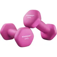 Songmics 18-delars set med 2 hantlar | vinylträningshantlar 2 x 1,5 kg SYL63OG, orange, 7 x 15 cm