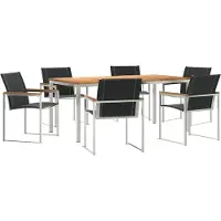 vidaXL Trädgårdsmöbelset 7 pcs Brun Massivt Akaciaträ