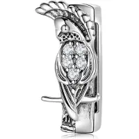 Yiran pet products Rund form Klar Cz 100 % äkta 925 Sterling Silver Clips Pärlor Passar Original Reflexions Armband Berlocker Smyckestillverkning gray