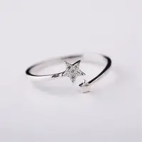 YIRAN Jewelry Nytt Temperament Vacker Flash Star 925 Sterling Silver Smycken Personlighet Kristall Kvinnor Populära Öppningsringar R114