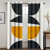 A Family Of Home Textiles Geometrisk japansk stil Nordisk vind Abstrakt konst Polyester Morandi färgblock tunna gardiner för heminredning i vardagsrummet i sovrummet 170W200H(CM)67x79in&Grommet Top