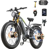Burchda -RX80 elcykel för vuxna, 1500W motor, 48V 20AH batteri, 26' breda terrängdäck, elcykel för berg och snö, terrängcykel